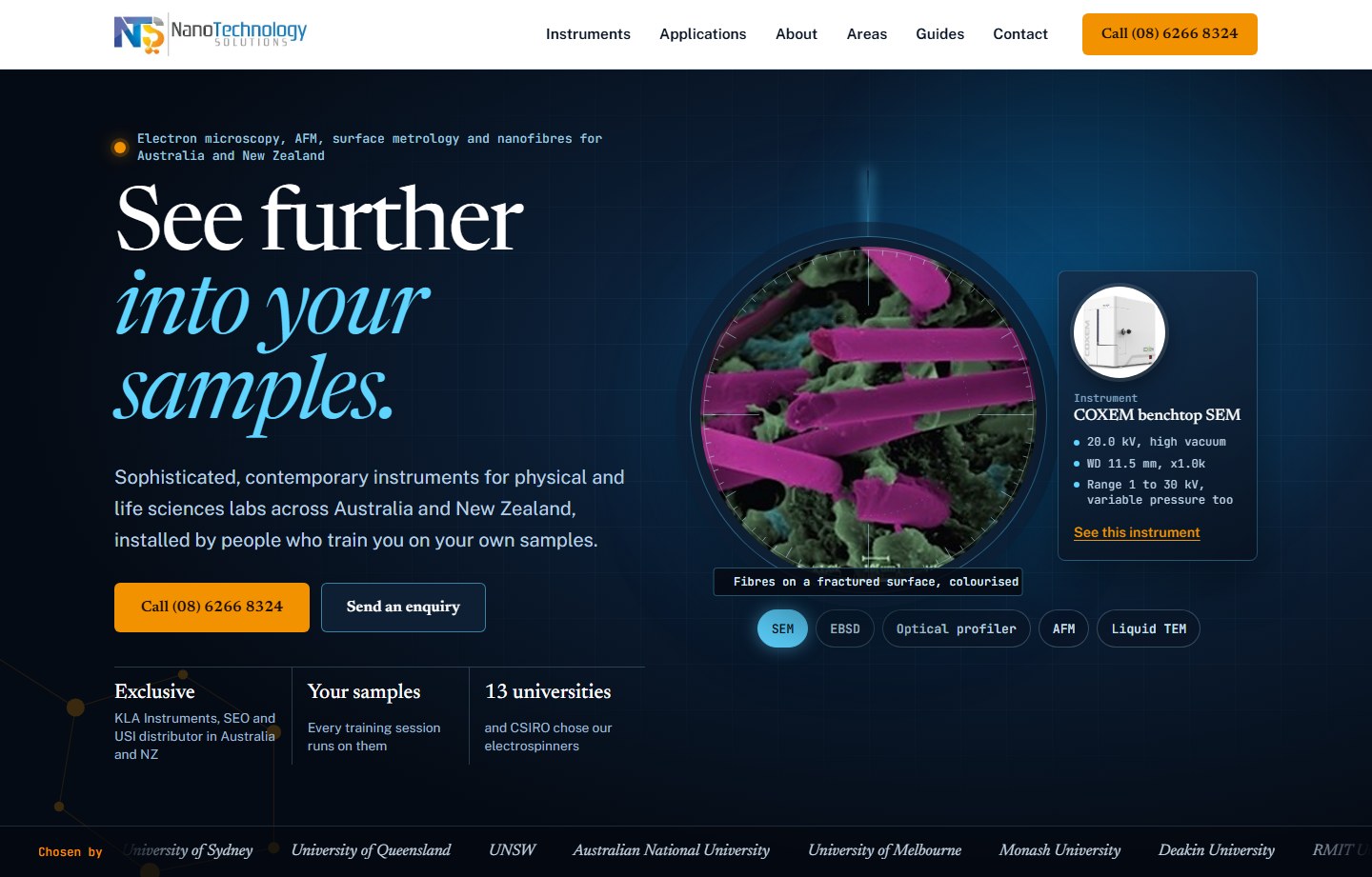 A front page that looks like a lab instrument