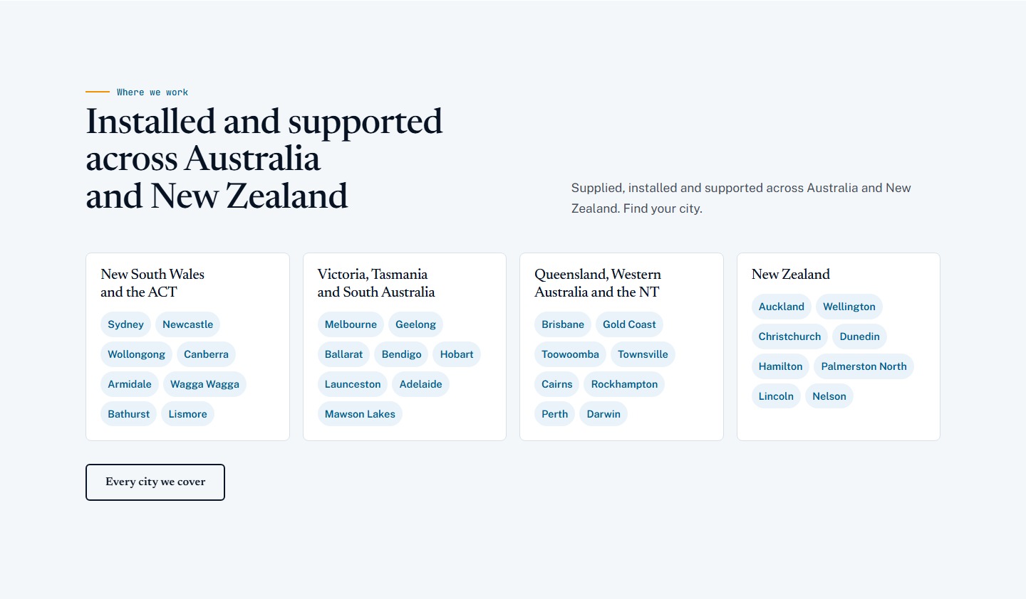 Australia and New Zealand coverage