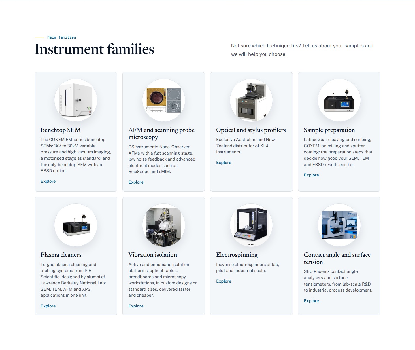 The instruments page